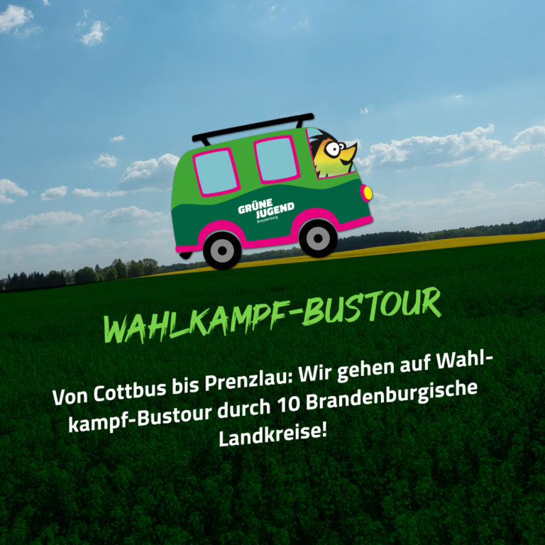 Wahlkampfbus der Grünen Jugend macht Halt in Woltersdorf